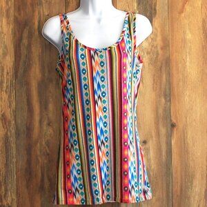 BKE Multi Colored Flowy Tank Top Women's Large